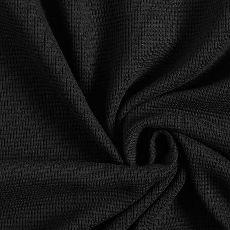 Mini-bomullsvåffeljersey enfärgad – svart,  image number 1