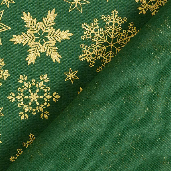 Bomullstyg Poplin snökristaller – grön/guld, image number 4