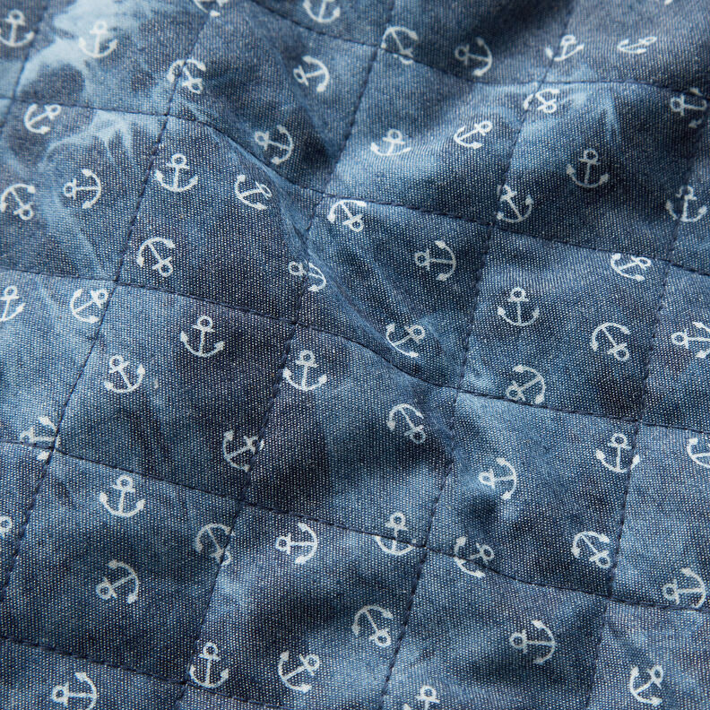 quiltat tyg chambray ankare batik – jeansblå,  image number 2