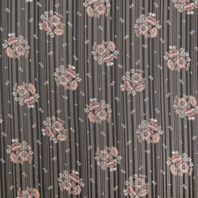 Chiffong med satin- och metalliska r&auml;nder blommor &ndash; svart/vit, 