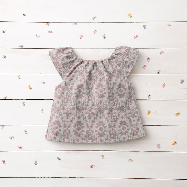 Muslin/Dubbel-krinkelväv Jacquard-Aztekmönster | by Poppy mörk gammelrosa/dimgrå, image number 7