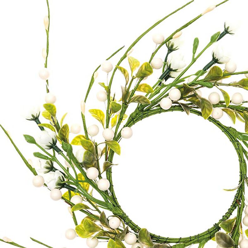 Dekoration Blomsterkrans med bär [Ø11 cm/ 39 cm] – vit/grön,  image number 2