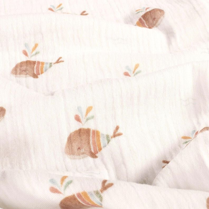 Muslin/Dubbel-krinkelväv randig val Digitaltryck – elfenbensvit,  image number 2