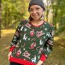 French Terry Sommarsweat Jultomten och lama | Glitzerpüppi – grangrön/chiliröd,  thumbnail number 5