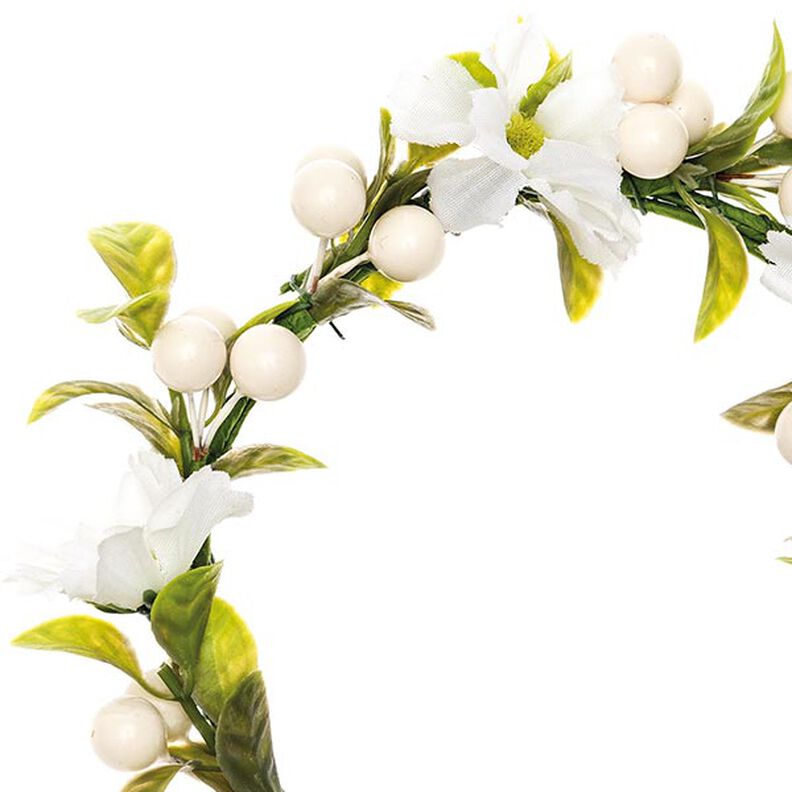 Dekoration Blomsterkrans med bär [Ø 10 cm/ 16 cm] – vit/grön,  image number 2