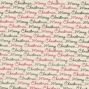 Bomullstyg Kretong Merry Christmas – natur/karminröd, 