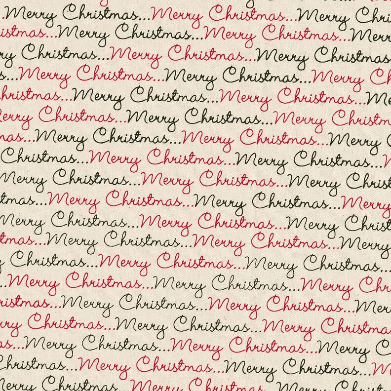 Bomullstyg Kretong Merry Christmas – natur/karminröd,  image number 1