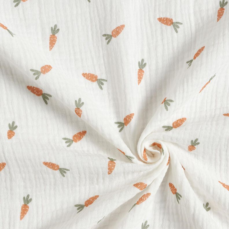 Muslin/Dubbel-krinkelväv Små morötter – yllevit, image number 3