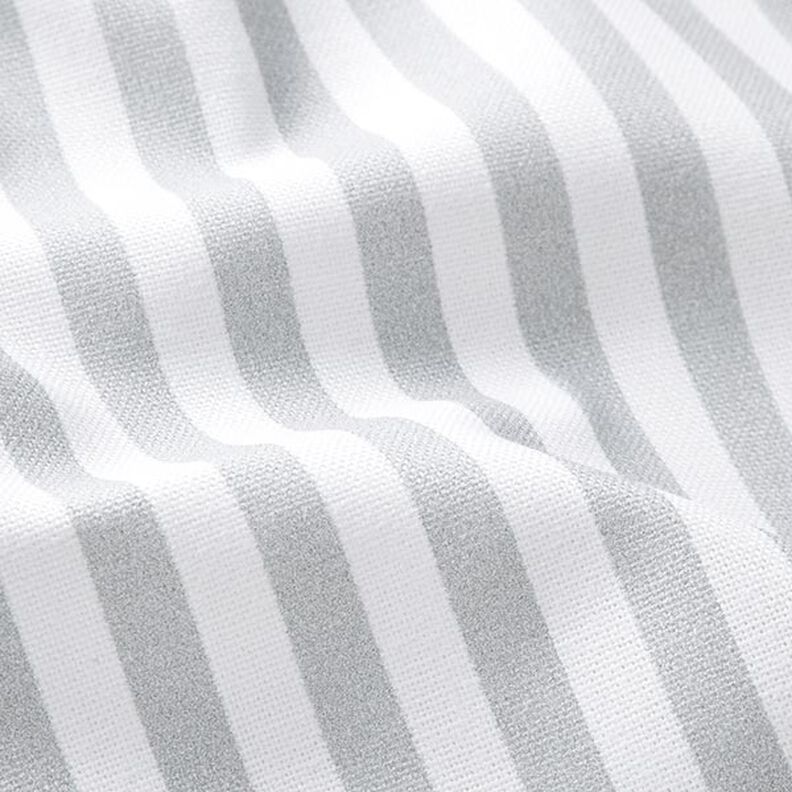 Dekorationstyg Halvpanama Vertikala ränder – ljusgrått/vit,  image number 2
