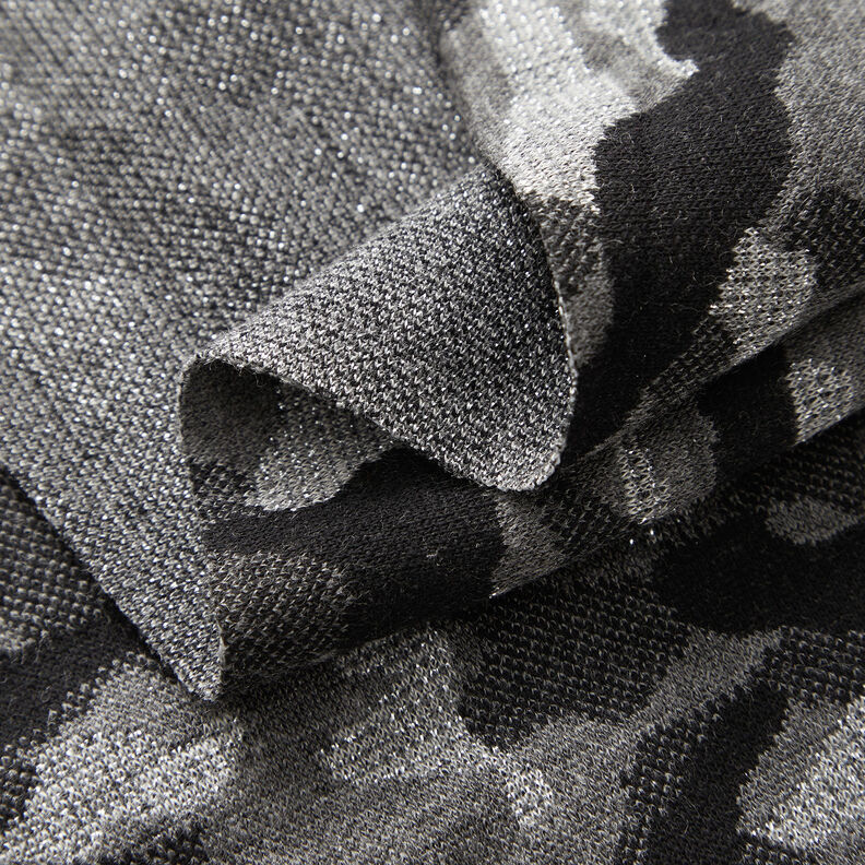 Stickad jacquard camouflage metallic – svart/silvermetallic,  image number 3