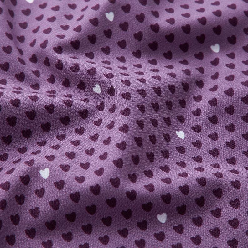 Bomullsjersey Pavo hjärtan | Stoff&Liebe – rödlila/aubergine,  image number 2