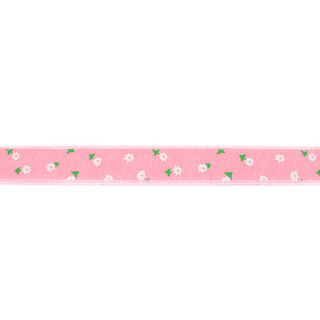 Vävt band Chambray blommor – rosa, 