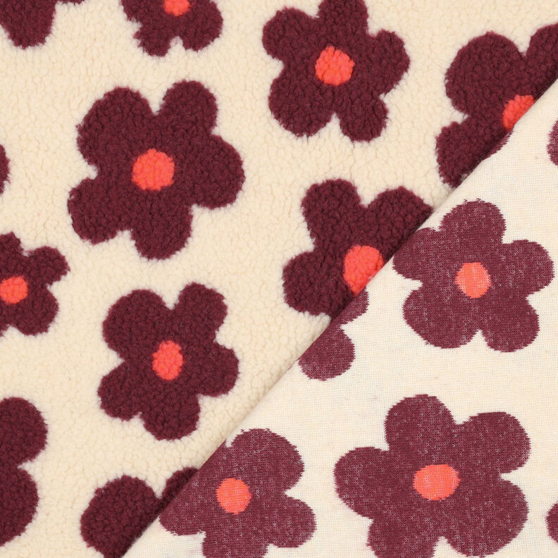 Teddyplysch Blommor | Poppy Fabrics – cashew/bordeauxrött, image number 5