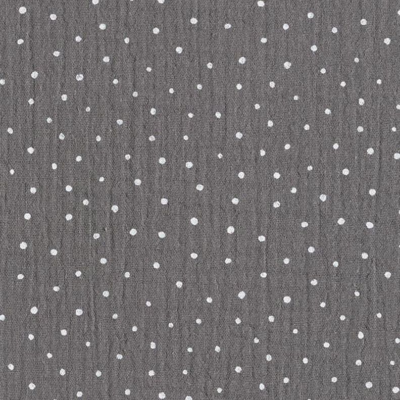 Muslin/Dubbel-krinkelväv prickar – skiffergrått/vit, image number 1