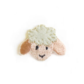 Tygmärke Får [ 2,2 x 2,7 cm ] – yllevit/rosa, 
