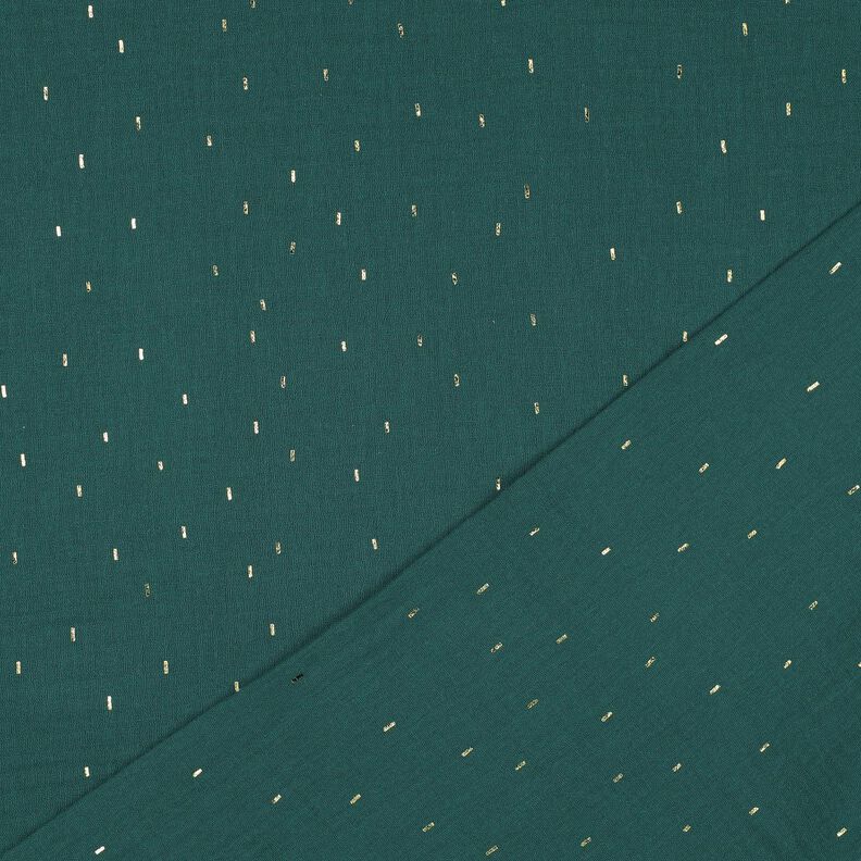 Muslin/Dubbel-krinkelväv Rektangel Folietryck | Poppy Fabrics – blågran/guldmetallic,  image number 4