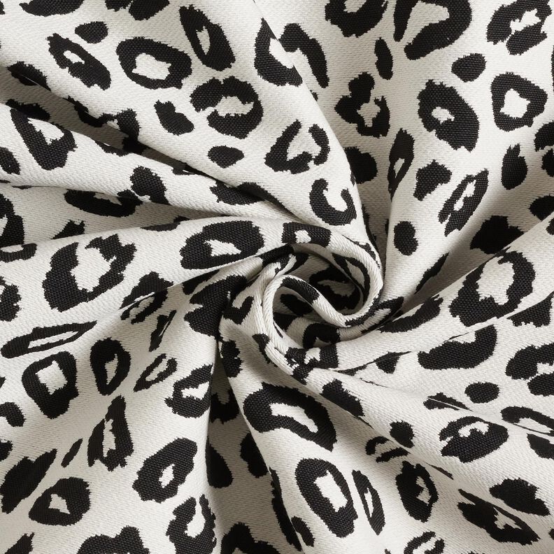 Dekorationstyg Jacquard leopardmönster – elfenbensvit/svart,  image number 3