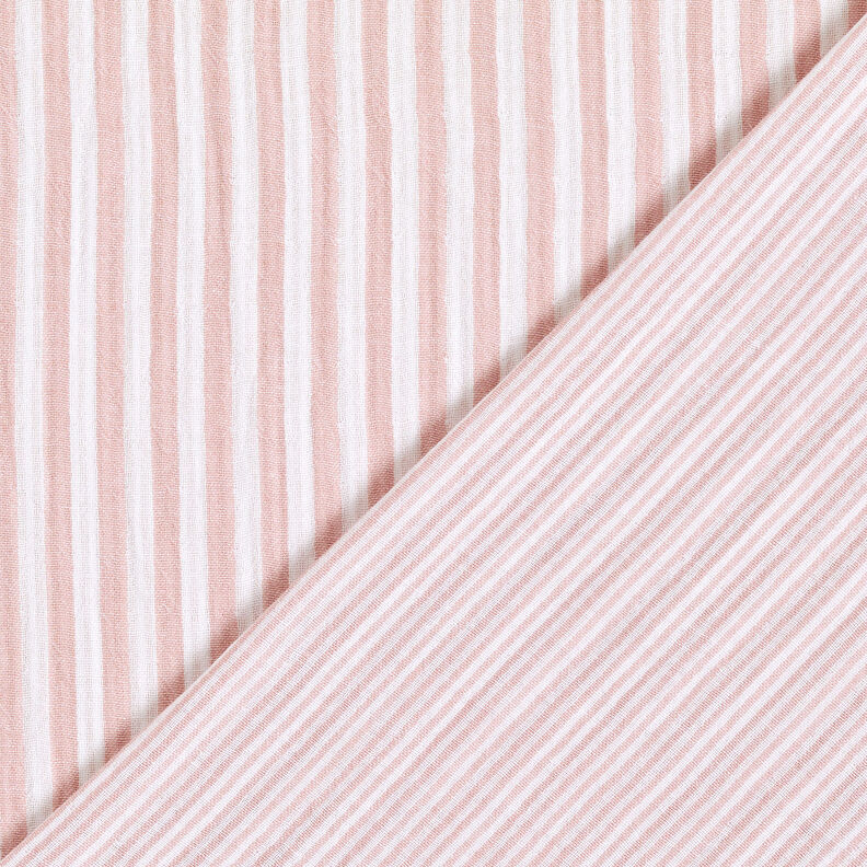 Muslin/Dubbel-krinkelväv Dubbelsidigt Ränder – gammalt rosa/vit,  image number 1