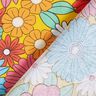 Bomullstyg Kretong stora retroblommor – turkos/solgult,  thumbnail number 4