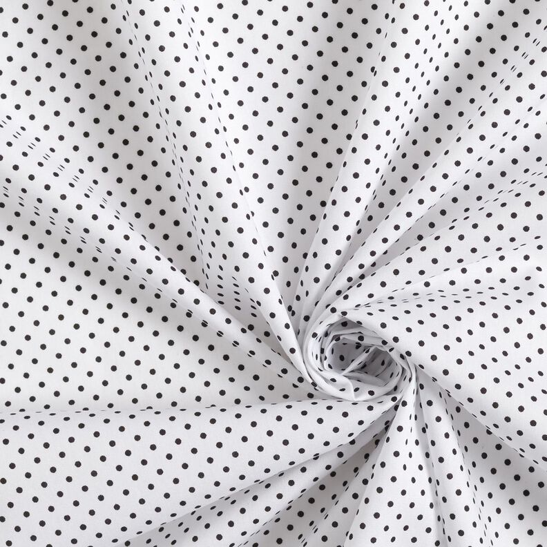 Bomullspoplin mini-polkaprickar – vit/svart, image number 3