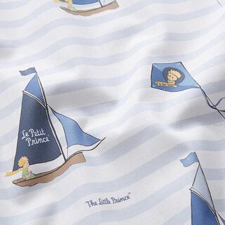 Licenstyg Bomullspoplin Den lille prinsen till sjöss | LPP ®©SOGEX – vit/babyblått, 