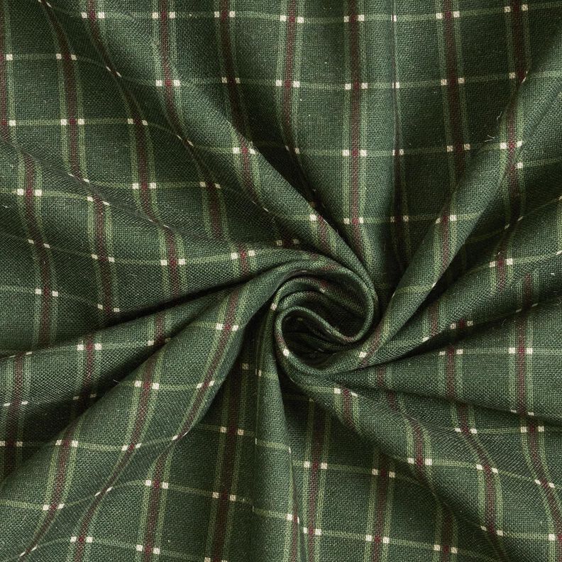 Dekorationstyg Halvpanama eleganta rutor – grangrön/karminröd,  image number 3