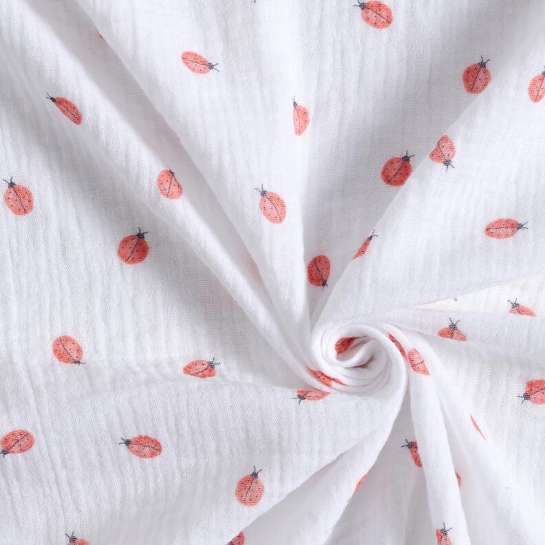 Muslin/Dubbel-krinkelväv Nyckelpiga Digitaltryck | Poppy Fabrics – vit, image number 3