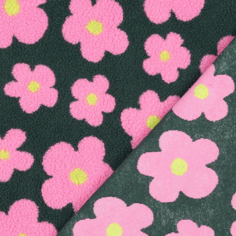 Teddyplysch Blommor | Poppy Fabrics – mörkgrön/pink, image number 5