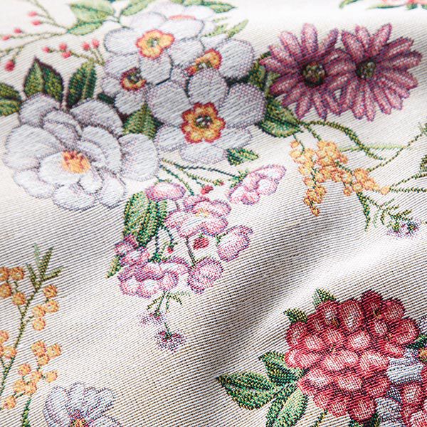 dekorationstyg gobeläng blandade blommor – yllevit/fläder, image number 2