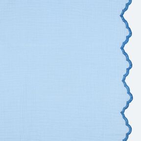 Muslin/Dubbel-krinkelväv Dubbelsidig vågad kant  | Poppy Fabrics – ljusblått/kungsblått, 