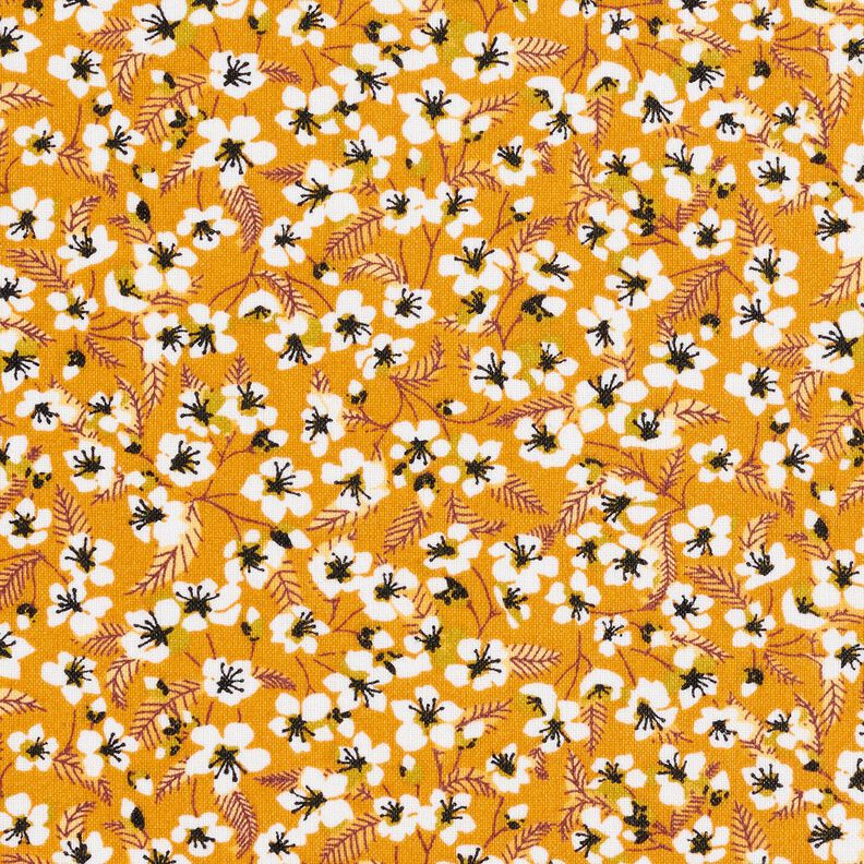 Behandlad bomull blomsterprakt – currygul/vit,  image number 1