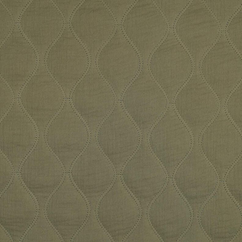 Quiltat tyg Muslin Vågor – ljus kaki, image number 1