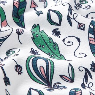 Bomullsjersey Bohemian Drawings – vit, 