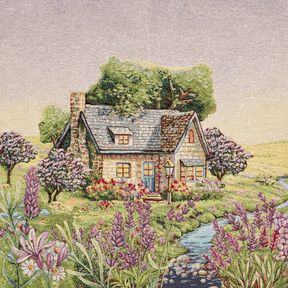 dekorationspanel Gobeläng romantisk stuga – ljusbeige/lavender, 