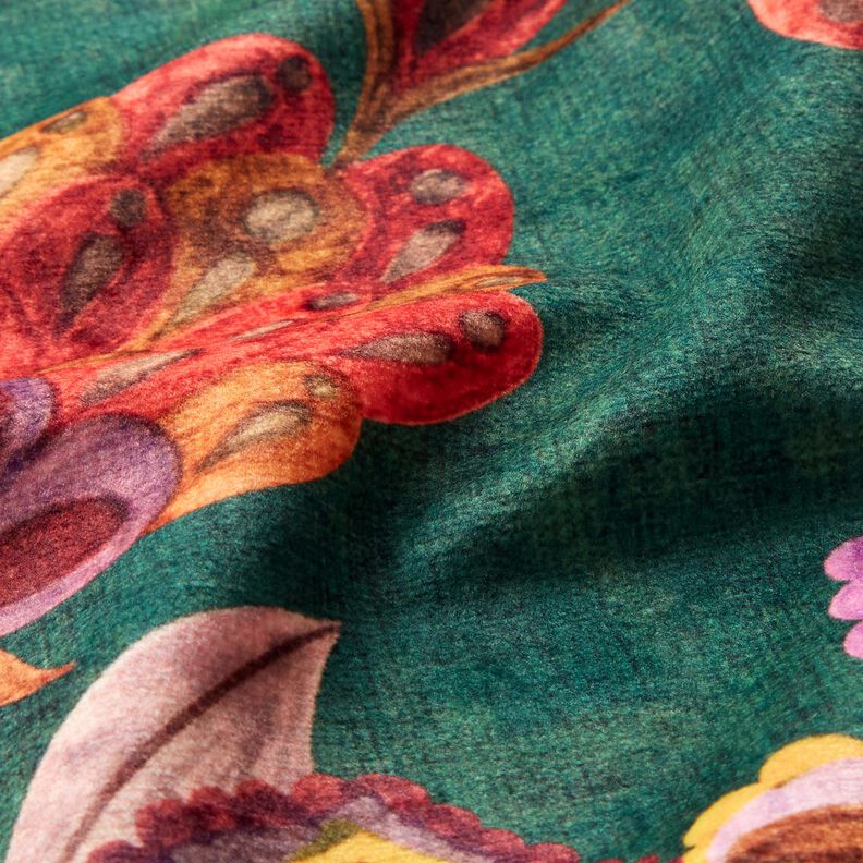 Dekorationssammet blomrankor – blågran/rose, image number 3