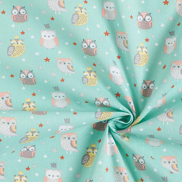 Poplin söta ugglor – aquablått, image number 3
