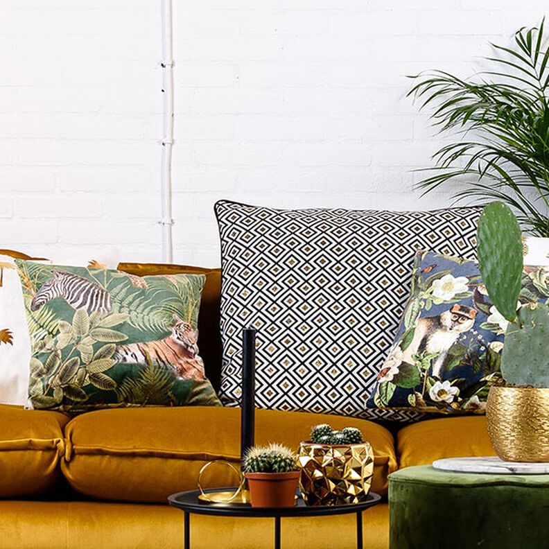 Dekorationstyg Jacquard Artdecoromber – yllevit/guld,  image number 6