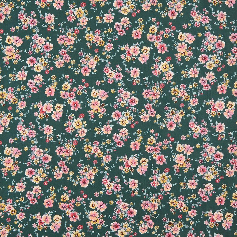 Behandlad bomull romantiska blommor – mörkgrön,  image number 1