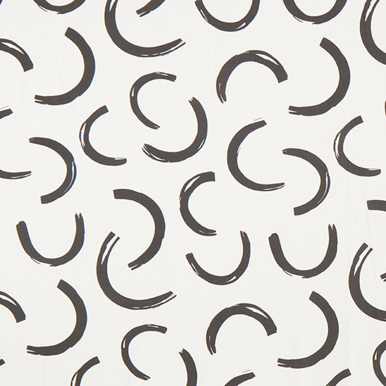 Dekorationstyg Halvpanama abstrakta valv – elfenbensvit/svart,  image number 1