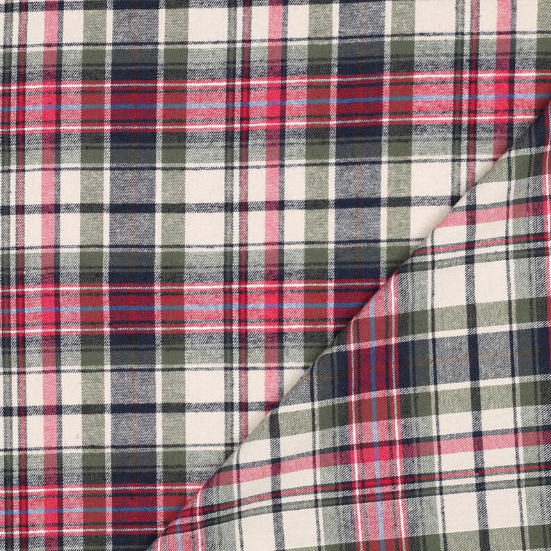 Bomullsflanell Rutigt | Poppy Fabrics – oliv/rött,  image number 4