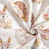 Bomullspoplin hare och igelkott i en blomcirkel Digitaltryck – elfenbensvit,  thumbnail number 3
