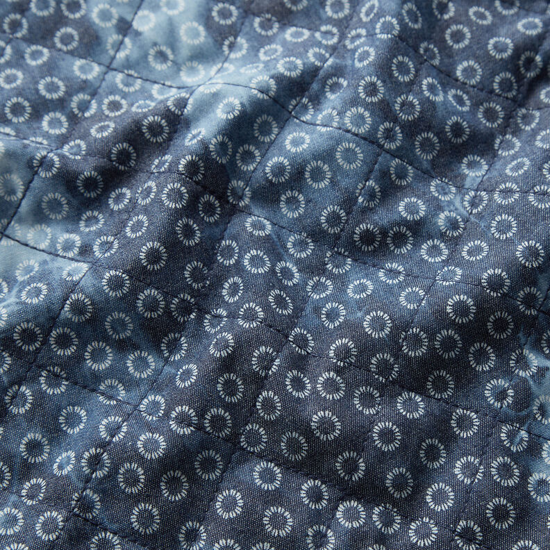quiltat tyg chambray blommigt batik – jeansblå,  image number 2