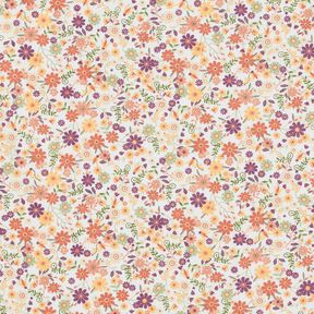 Bomullstyg Kretong spridda blommor – merlot/vit, 