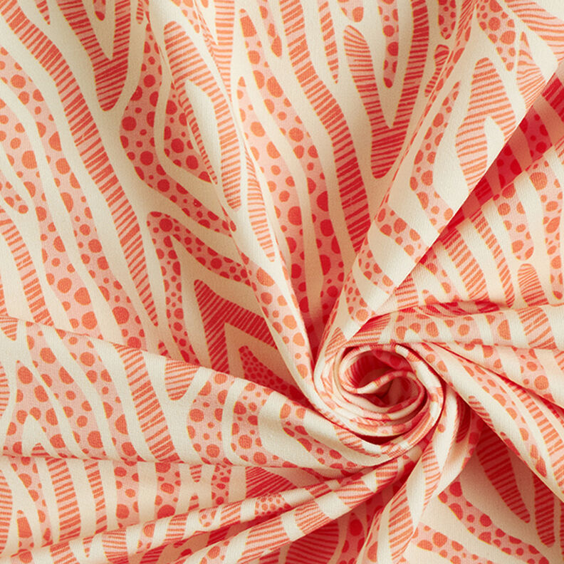 GOTS French Terry Sommarsweat Zebra | Tula – ljusbeige/brandgul,  image number 3