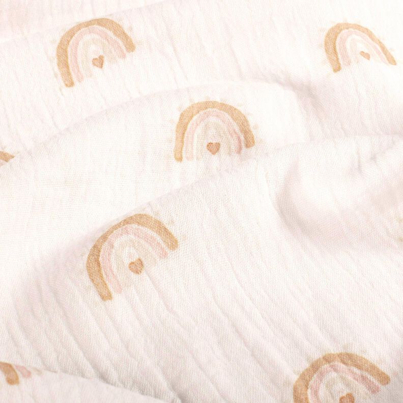 Muslin/Dubbel-krinkelväv akvarell regnbågar Digitaltryck – elfenbensvit, image number 2