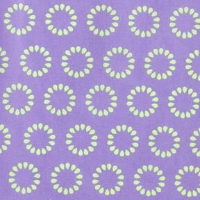 Behandlad bomull Färgglada cirklar – lavender/majgrön, 