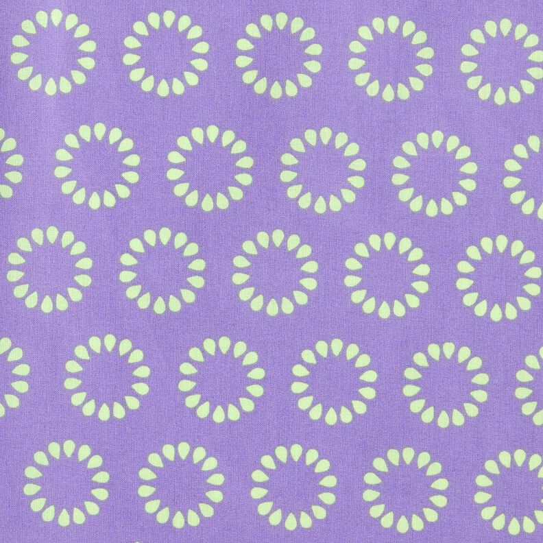 Behandlad bomull Färgglada cirklar – lavender/majgrön, image number 1