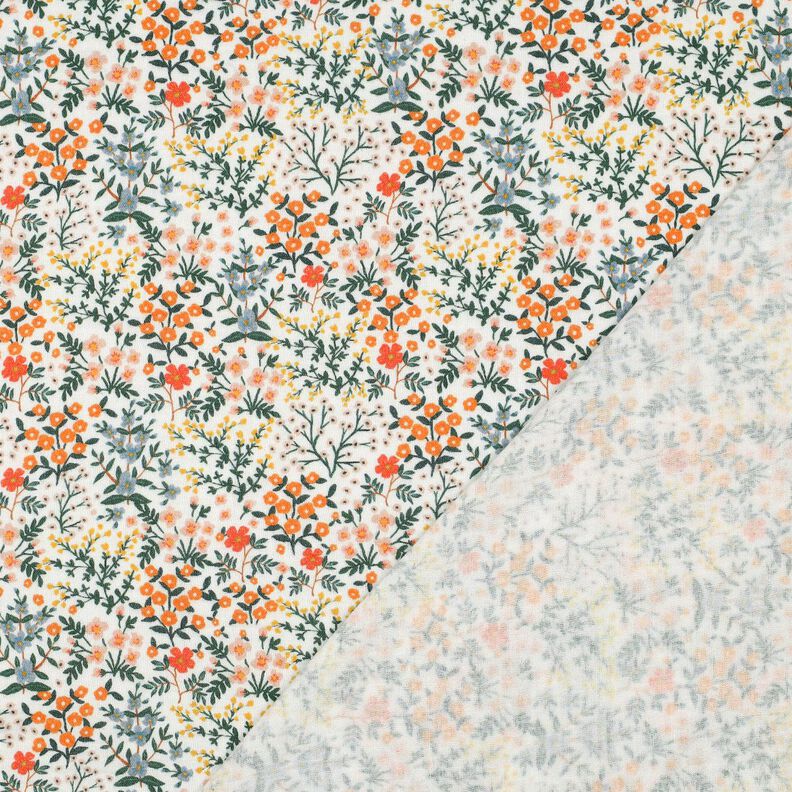Muslin/Dubbel-krinkelväv Blomsteräng Digitaltryck | Poppy Fabrics – yllevit/persikofärgad, image number 4