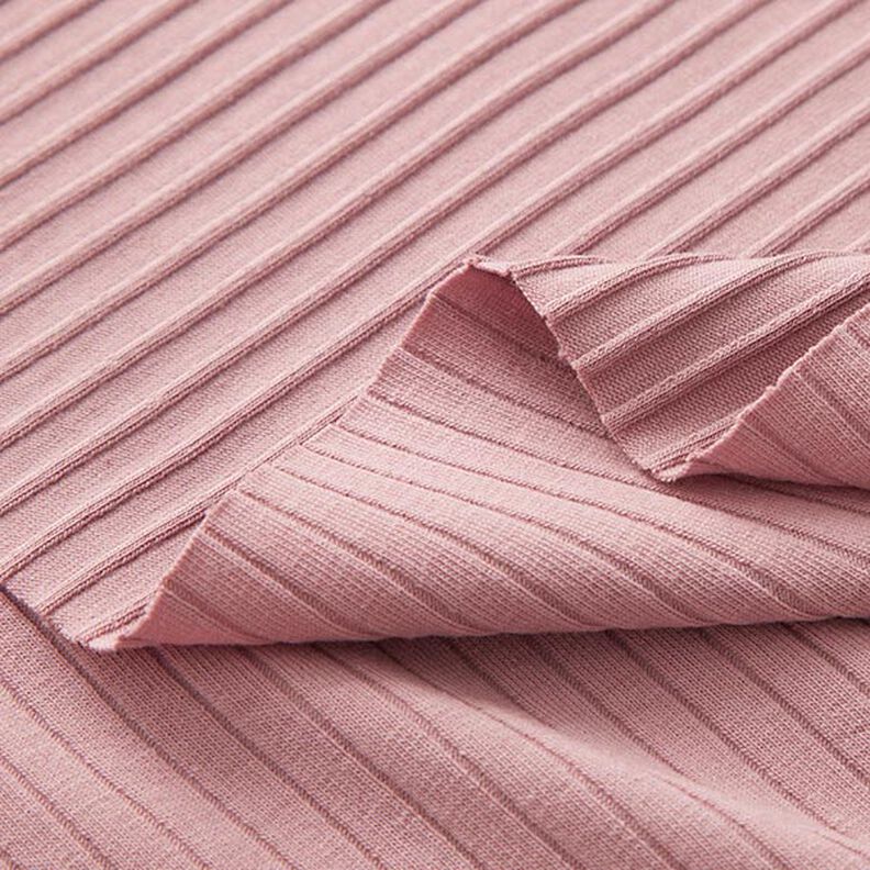 Ribbad jersey Enfärgad – gammalt rosa, image number 4