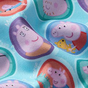 Bomullspoplin Peppa ansikten Licenstyg | ABC Ltd – ljus turkos, 